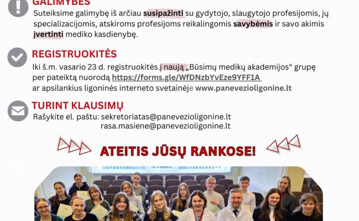 Pradedama registracija į „Būsimų medikų akademijos“ grupę