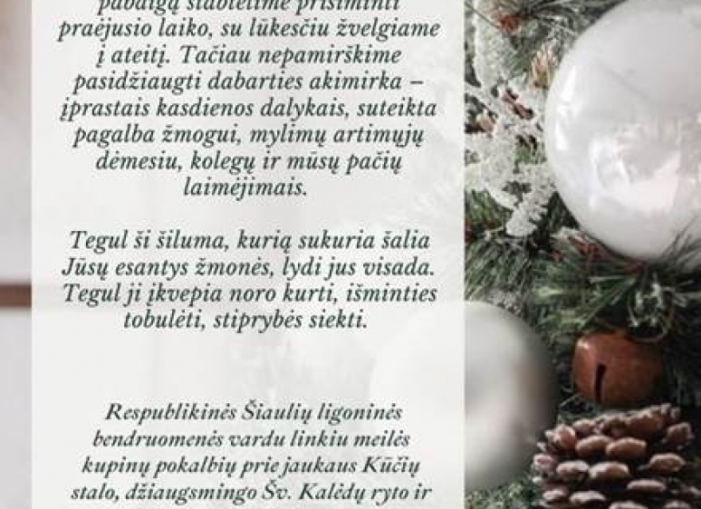 ŠV. KALĖDŲ PROGA MUS SVEIKINA