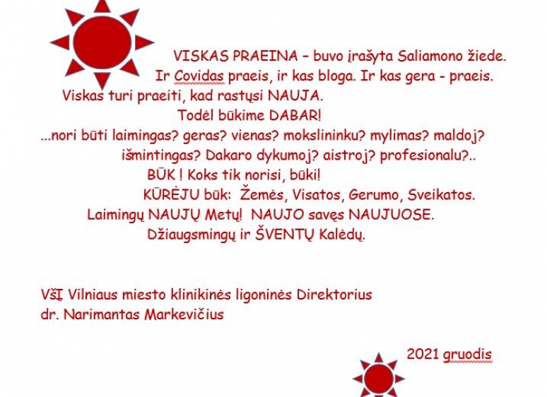 ŠV. KALĖDŲ PROGA MUS SVEIKINA