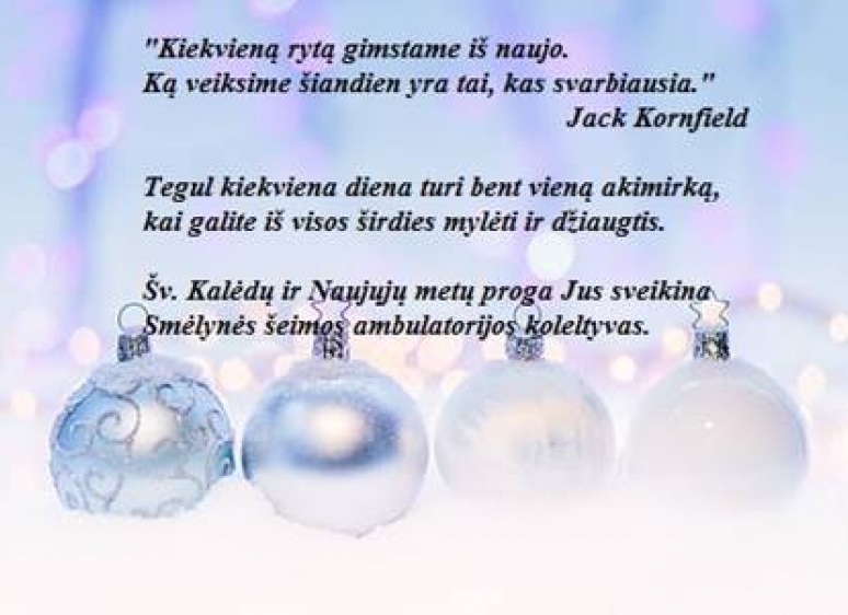 ŠV. KALĖDŲ PROGA MUS SVEIKINA